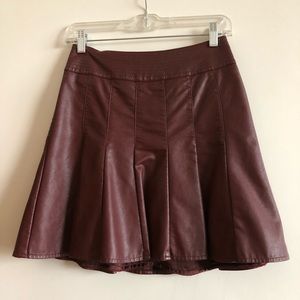 Anthropologie Vegan Leather Maroon Skirt - Sz 0